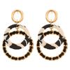 Brincos de Argola Geométricos com Duplo Círculo em Resina com Estampa de Leopardo Retro Estilo Europeu e Americano Personalidade de Nicho Brincos de Alta Qualidade para Mulheres