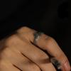 Anillo de Águila de Plata Tailandesa Vintage Anillo de Pluma Kitty Anillo Abierto Japonés Vintage Anillo de Pareja Águila de Plata Dedo Índice Estilo Étnico