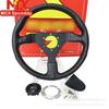 Modificación de Coche de Venta Caliente Transfronteriza Volante de Cuero Gamuza 13 pulgadas V2 Cuero Genuino Línea Negra Plano Universal 320mm
