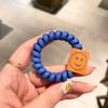 Color fluorescente estilo coreano línea telefónica Anillo para el pelo etiqueta de tela cara sonriente color de contraste cuerda de cabeza colorida banda de cuero para el pelo de niña linda