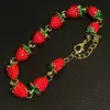 "Problemas de Bayas" Pulsera Patchwork de Fresa con Goteo de Aceite Rojo para Mujer, Diseño Lindo y Dulce, Accesorio del Día de San Valentín