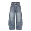 Pantalones casuales de moda 2026 estilo británico estampados decorativos de tiro medio lavados desgastados curvos suministro directo al por mayor 04