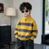 2521 Suéter Masculino de Meio Zíper Outono/Inverno 2026 Novo Estilo Infantil Estilo Coreano Malha Grossa Roupas de Lã Quente de Inverno