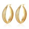Pendientes de Acero Inoxidable Estilo Retro Ins Advanced Sense Pendientes de Moda de Acero de Titanio con Empalme Multicapa Ovalado para Mujer de Lujo Ligero