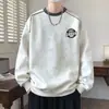 Moletom Redondo Estampado de Tamanho Grande da Versátil Marca Americana Moderna para Homens na Primavera e Outono para Pessoas Gordas Plus Size Plus Solto Casual Manga Longa