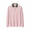 Camisa Polo Casual Simples de Manga Longa, Slim Fit, com Blocos de Cor, Secagem Rápida, para Trabalho em Equipe Corporativo com Logotipo Impresso