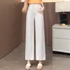 Pantalones Vaqueros de Pierna Ancha con Dobladillo Curvo, Algodón Tencel de Nueve Puntos para Mujer, Novedad Verano 2026, Cintura Alta, Adelgazantes, Holgados, Casual, Rectos