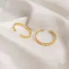 Anel de Corrente Real Dourado 14K que Preserva a Cor Anel Entrelaçado Anel de Mão Aberto Tendência Feminina Feito à Mão DIY