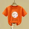 Verano Nuevo Estilo Niños Celebridad de Internet Estilo Coreano Holgado Manga Corta a la Moda Dibujos Animados Niñas Camiseta de Algodón Puro Tops para Niñas