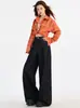 Pantalones de Pana de Pierna Ancha Sueltos Estilo Popular Yunheyu Trece Líneas Caídos Hasta el Suelo Más Fáciles de Combinar Jeans de Pierna Recta para Mujer