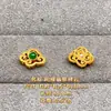 Prata 925 Banhada a Ouro Sol Jade Verde Incrustado Contas Acessórios Pulseira Colar Acessórios DIY Contas de Posicionamento Redondas de Feijão de Jade