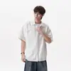 Camisas de Manga Corta de Diseño Estilo Americano para Hombres y Mujeres, Camisas Casuales de Verano Cleanfit, Cárdigans, Camisas Sueltas para Parejas con Mangas Tres Cuartos