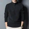 Suéter polar de cuello vertical de otoño e invierno, camisa básica de cuello medio alto de moda para hombres, suéter de polar con media cremallera para mediana edad y jóvenes