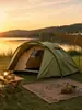 Tienda de campaña de una habitación y una sala de estar para exteriores, ensamblada a mano, a prueba de lluvia y sol, tienda de campaña familiar de gran capacidad para acampar durante la noche