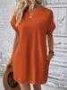 Vestido Casual de Cor Sólida com Gola Redonda, Mangas Morcego e Bolso Invisível Novo Europeu e Americano Amazon 2024