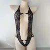 Amuleto Morado Deseo Puro Tirante de Encaje Sexy Colgante del Cuello Calado Ropa Interior Perspectiva Emocional Pijamas para Mujer Jomties