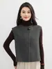 Colete 100% lã outono e inverno para mulheres, gola redonda, lã de ovelha dupla face, jaqueta sem mangas, colete em camadas