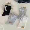 Calcetines de tubo finos de verano a cuadros con tacón y lazo, estilo pequeño y fresco, estilo ins, burbuja, doble torsión, estilo ballet, calcetines para apilar