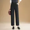 Roupa casual simples e elegante para emagrecer para a temporada de busca de emprego, calça cigarrete reta de cintura alta feminina 2026, nova calça longa reta de outono