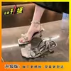 Sandalias de moda de nicho estilo francés de una sola tira, nueva colección de verano 2026, sandalias de tacón alto con lazo para mujer, versátiles para uso en exteriores