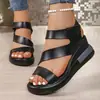 Sandalias de Verano 2026 Estilo Coreano Nuevo, con Velcro, Suela Gruesa para Mujer, Transpirables, Punta Abierta, Tira Tejida, Cuña, Zapatos de Playa, Tallas Grandes