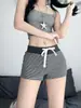Pantalones Cortos Deportivos de Verano 2026 Estilo Nuevo para Mujer, Versátiles y Elegantes, Casuales Sueltos de Estilo Americano de Cintura Alta Rayados