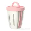 Taza Azul para Desayuno y Ensalada de Frutas con Tenedor para Picnic, de Aspecto Elegante y Casual, con Doble Capa Drenante
