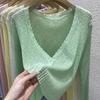 Cardigan de malha Verão Fino Decote Em V Branco Seda Gelo Início Do Outono Chanel Estilo Protetor Solar Jaqueta Curta Top