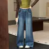 Calça Jeans Bordada com Bolso para Meninas 2026 Chegada Nova de Outono Crianças Maiores Estilo Coreano Fashionável Elegante Solta Versátil Calça de Perna Larga