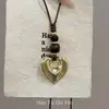 Collar Corazón Maillard Vintage con Ambiente Invernal, Cadena de Suéter con Cordón de Moda, Sencilla y de Alta Gama, Regalo para una Mejor Amiga