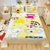 Sábana de Algodón Completo con Estampado a Gran Escala de Crayon Shin-chan para Dormitorio Universitario, Tamaño Individual, Lavable a Máquina, Sábana y Sábana Ajustable para Estudiante