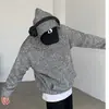 Moletom com Capuz Tecido Estilo Tweed Masculino Tendência Outono Solto Top Listrado High-End Jaqueta Casual Casal