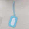 Etiqueta de equipaje cuadrada de silicona multicolor en stock, etiqueta de identificación anti-pérdida para equipaje de mano, personalizable con cordón largo