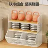 Prateleira de armazenamento de mesa, multifuncional para uso doméstico, com compartimentos em níveis para lanches, garrafas de água e outros itens; organizador de bancada de cozinha e porta-exibição; suporte de copo