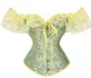 Corsé de Encaje Cruzado al Hombro Estilo Corte Sexy Bustier de Ballenas Reductor Cinturilla Soporte de Busto Prenda Moldeadora