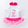 Vestido de Princesa Romper para Cumpleaños de Bebé en Verano, Primer Año, Vestido de Malla para Bebé, Accesorios para el Cabello, Set de 2 Piezas