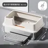 Bandeja de Arena para Gatos de Acero Inoxidable Abierta con Borde Alto Sobredimensionada Antisalpicaduras Profundizada Semi-cerrada Inodoro para Gatos Suministros para Mascotas