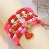 Nuevo Pulsera Elástica Apilada Rosa Moda Estilo Vaquero Occidental Decorada a Mano con Cuentas de Letras de Arcilla Blanda para Mujeres