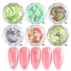 Cross-border New Nail Art Sequins coreano verão fresco verde cor oca pequena flor unhas conjunto