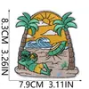 Parche Bordado de Calavera Surfista Retro Americano Palmera de Playa Ancla Ropa de Mezclilla Parche Termoadhesivo DIY