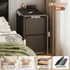 Mesita de Noche Ultraestrecha, Gabinete de Almacenamiento Simple, Gabinete Estrecho para Espacios Pequeños en el Dormitorio con Cajones de Madera Maciza, Estante Pequeño Creativo para Mesita de Noche