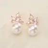 Brincos de Pérola Flor de Zircônia para Mulheres, Luxo Leve, Alto Brilho, Tarraxas de Pérola Gota d'Água, Delicados, Para o Dia a Dia, Para Festas, Acessórios Versáteis para Mulheres