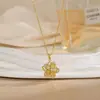 Colar para Mulheres, Flor de Zircônia Bauhinia Giratória da Moda Nicho Moda Novo Design Pingente Titânio Aço Colar de Temperamento