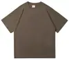 Camiseta Manga Curta Algodão Puro Pesado 300g Cor Marrom Escuro Gola Pequena Estilo Americano para Homens Verão Estilo Básico Camada de Base