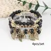 Pulsera de venta caliente transfronteriza colgante de hoja bohemia cordón elástico de cuentas multicapa joyería cuadrada para foto de playa