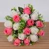 Flores Artificiais Populares de Rosa Transfronteiriças, 18 Flores de Seda para Decoração de Casamento, Flores de Seda Plástica, Atacado do Fabricante da Fonte
