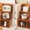Caja de Almacenamiento Multicompartimento Estante de Exhibición de Perfumes Montado en Pared Soporte de Exhibición de Joyería Gabinete de Almacenamiento de Madera Vintage de Múltiples Niveles para Vasos de Agua