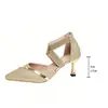 Nuevos Zapatos de Salón Individuales Huecos con Lentejuelas y Punta Fina Estilo Europeo y Americano Otoño 2026 Talla Grande Tacón Delgado Correa Cruzada de Cruzar Zapatos de Tacón Alto para Mujer