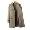 Gabardina transfronteriza para hombre para otoño e invierno, con cuello de solapa, de longitud media, cinturón desmontable, adecuada para negocios casual de mediana edad y vestimenta formal, moderna