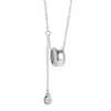 Anillo de Plata de Ley S925 Cintura Delgada Running con Cadena de Clavícula con Colgante de Borla 2025 Nuevo Lujo Accesible Moda Simple Elegante Versátil